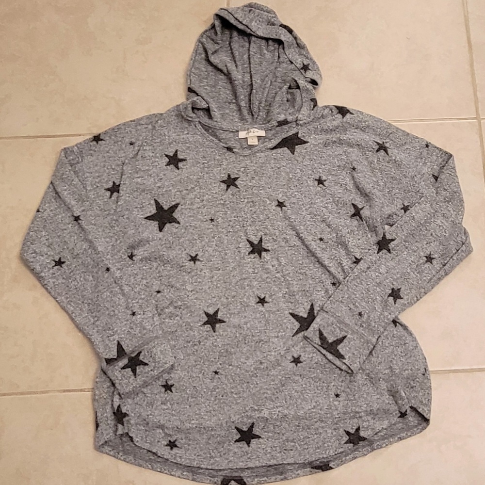 Style & Co Woman's Star Lightweight Hoodie, Grey, Size L - Like New